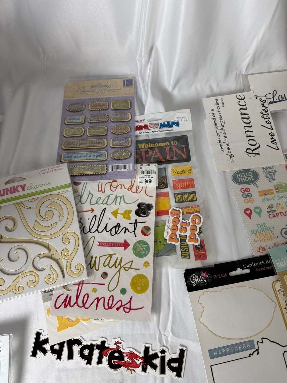 Assorted Mixed Scrapbooking Craft Stickers Lot Chipboard and Puffy